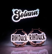 Load image into Gallery viewer, LIGHTS OUT (GLOW IN DARK) NAMEPLATE EARRINGS