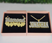 Load image into Gallery viewer, BLING NAMEPLATE NECKLACE - HOLIDAY SALE