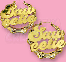 Load image into Gallery viewer, SAWEETIE NAMEPLATE EARRINGS - HOLIDAY SALE
