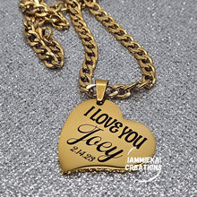 Load image into Gallery viewer, I LOVE YOU STAINLESS STEEL HEART CHAIN - VALENTINES DAY