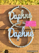 Load image into Gallery viewer, JUST MY NAME PLEASE NAMEPLATE EARRINGS