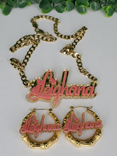 Load image into Gallery viewer, GIRLS HEART NAMEPLATE SET (EARRINGS/NECKLACE)
