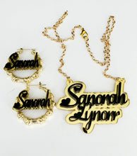 Load image into Gallery viewer, GIRLS HEART NAMEPLATE SET (EARRINGS/NECKLACE)
