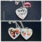 STAINLESS STEEL HEART LOCKET NECKLACE W/ PICTURE