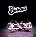 LIGHTS OUT (GLOW IN DARK) NAMEPLATE EARRINGS