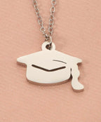 GRADUATION CAP AND GOWN STAINLESS STEEL PENDANT