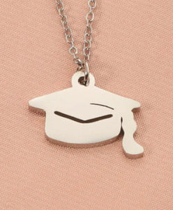 GRADUATION CAP AND GOWN STAINLESS STEEL PENDANT