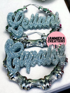 BLING BLING NAMEPLATE EARRINGS