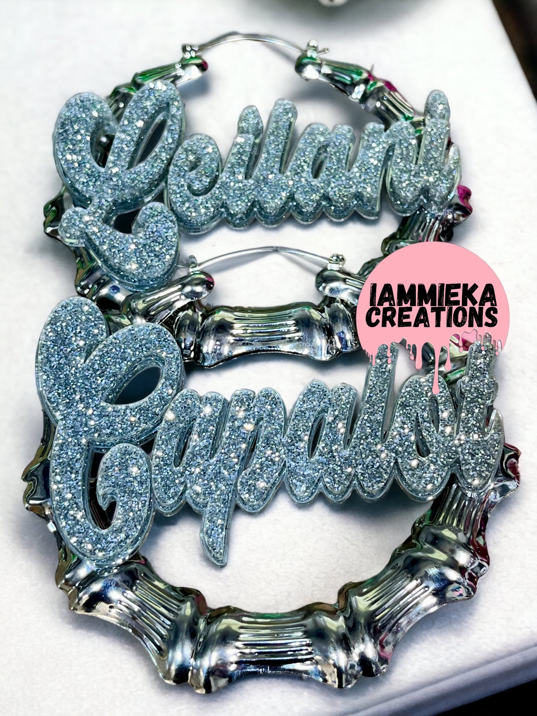 BLING BLING NAMEPLATE EARRINGS