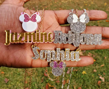 Load image into Gallery viewer, KIDS MINNIE BLING NECKLACE NAMEPLATE
