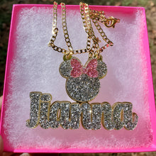 Load image into Gallery viewer, KIDS MINNIE BLING NECKLACE NAMEPLATE
