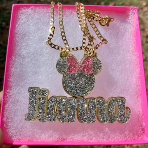 KIDS MINNIE BLING NECKLACE NAMEPLATE