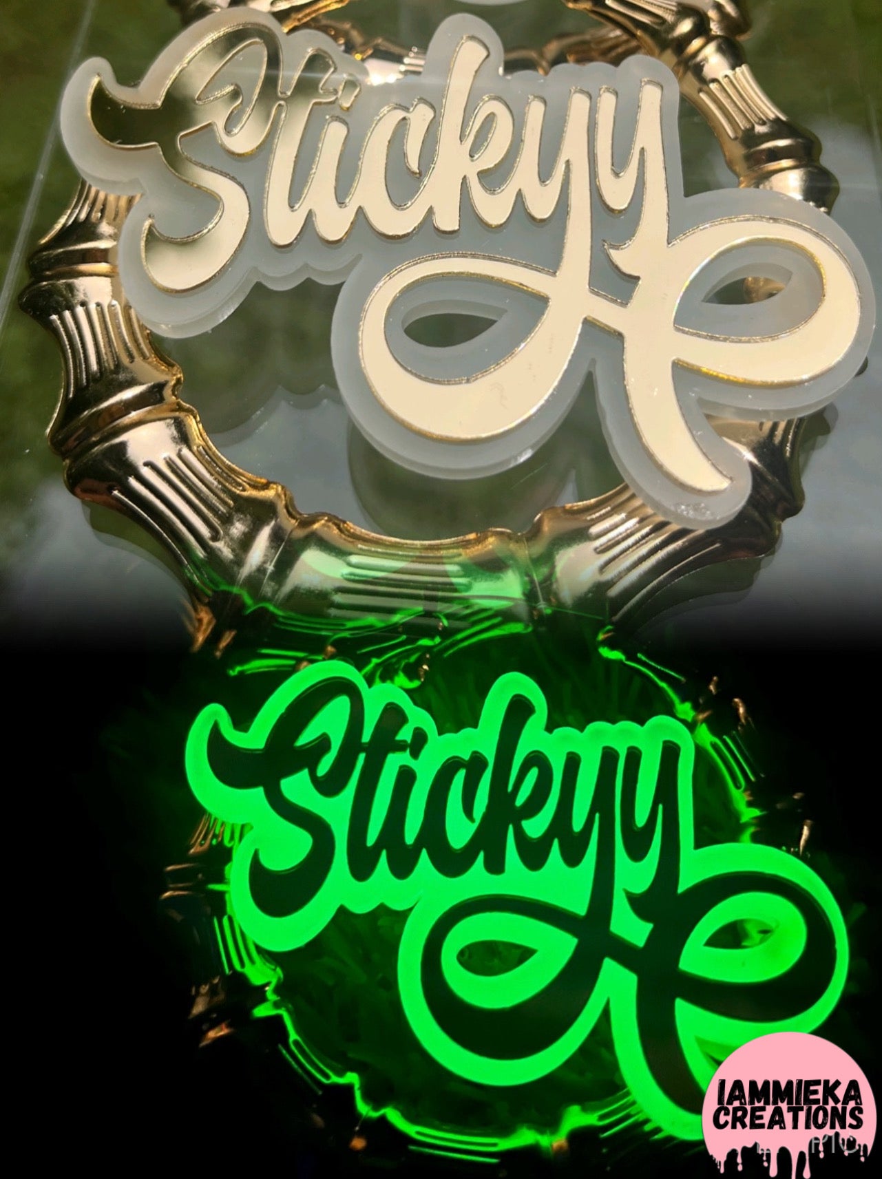 LIGHTS OUT (GLOW IN DARK) NAMEPLATE EARRINGS