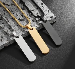 STAINLESS STEEL SQUARE BAR NECKLACE