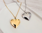 STAINLESS STEEL HEART LOCKET NECKLACE W/ PICTURE
