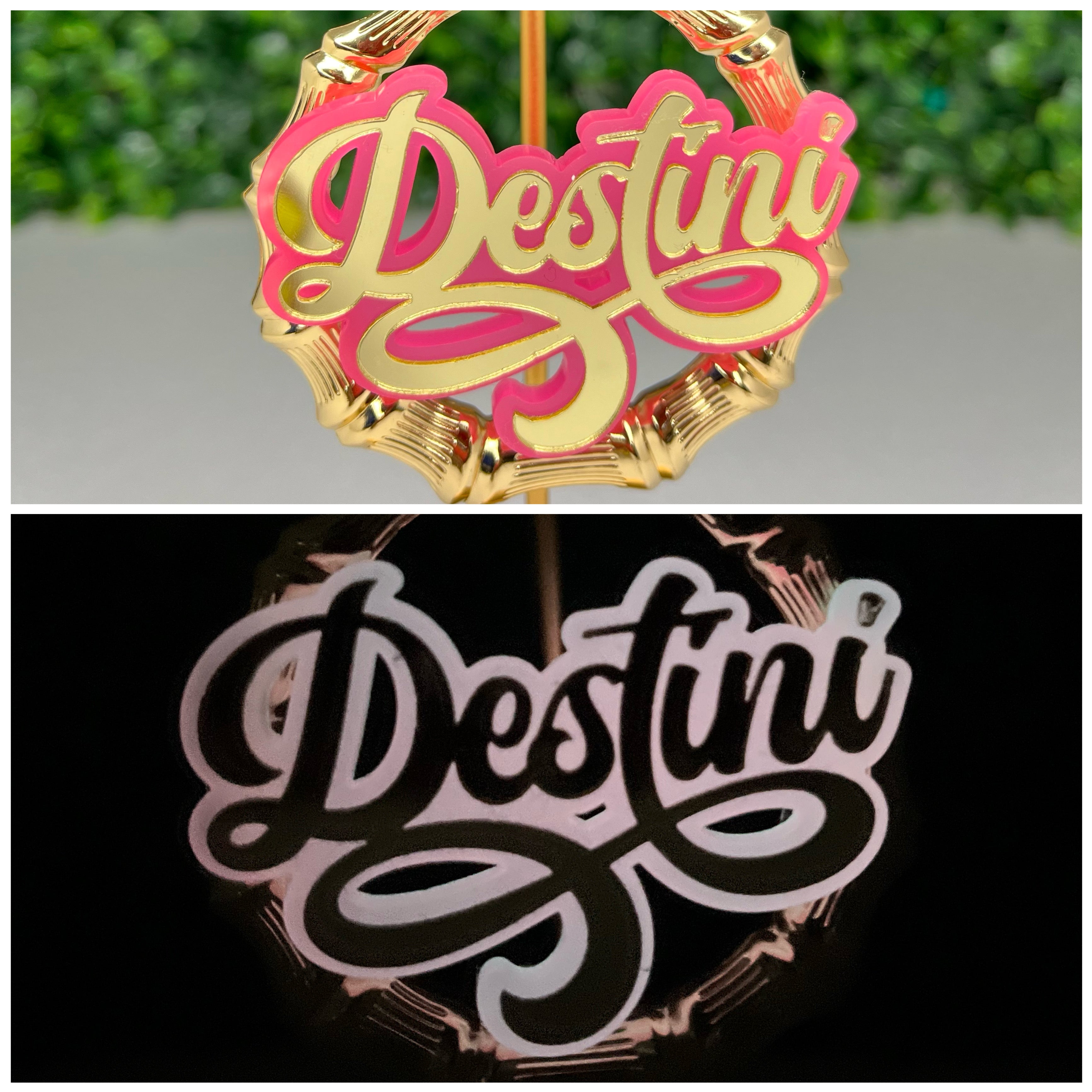 LIGHTS OUT (GLOW IN DARK) NAMEPLATE EARRINGS