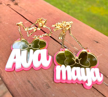 Load image into Gallery viewer, MINNIE ME EARRINGS/NECKLACE NAMEPLATE SET
