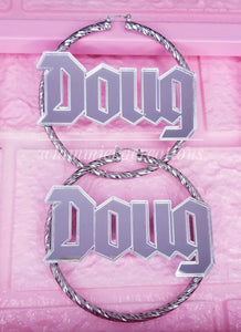 JUST MY NAME PLEASE NAMEPLATE EARRINGS