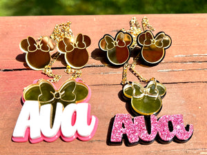 MINNIE ME EARRINGS/NECKLACE NAMEPLATE SET