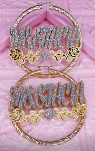 BLING BLING NAMEPLATE EARRINGS