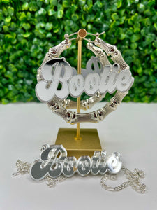 ALICIA EARRINGS/NECKLACE NAMEPLATE SET
