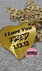 I LOVE YOU STAINLESS STEEL HEART CHAIN