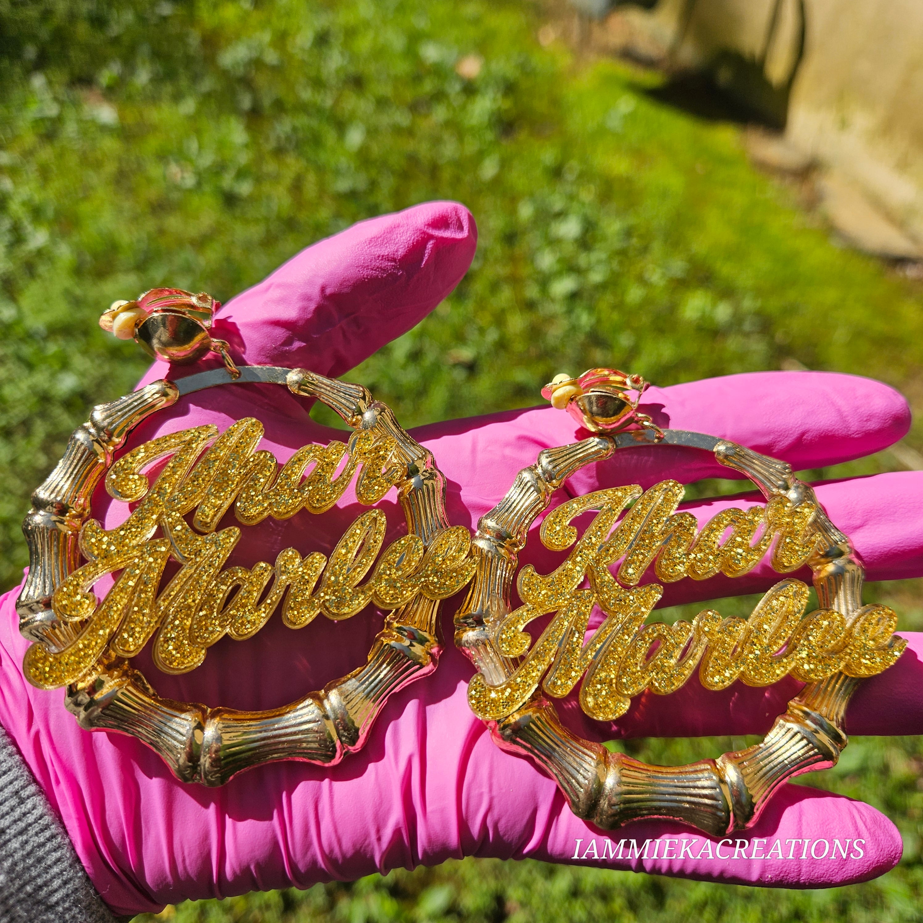 CLIP ON NAMEPLATE EARRINGS