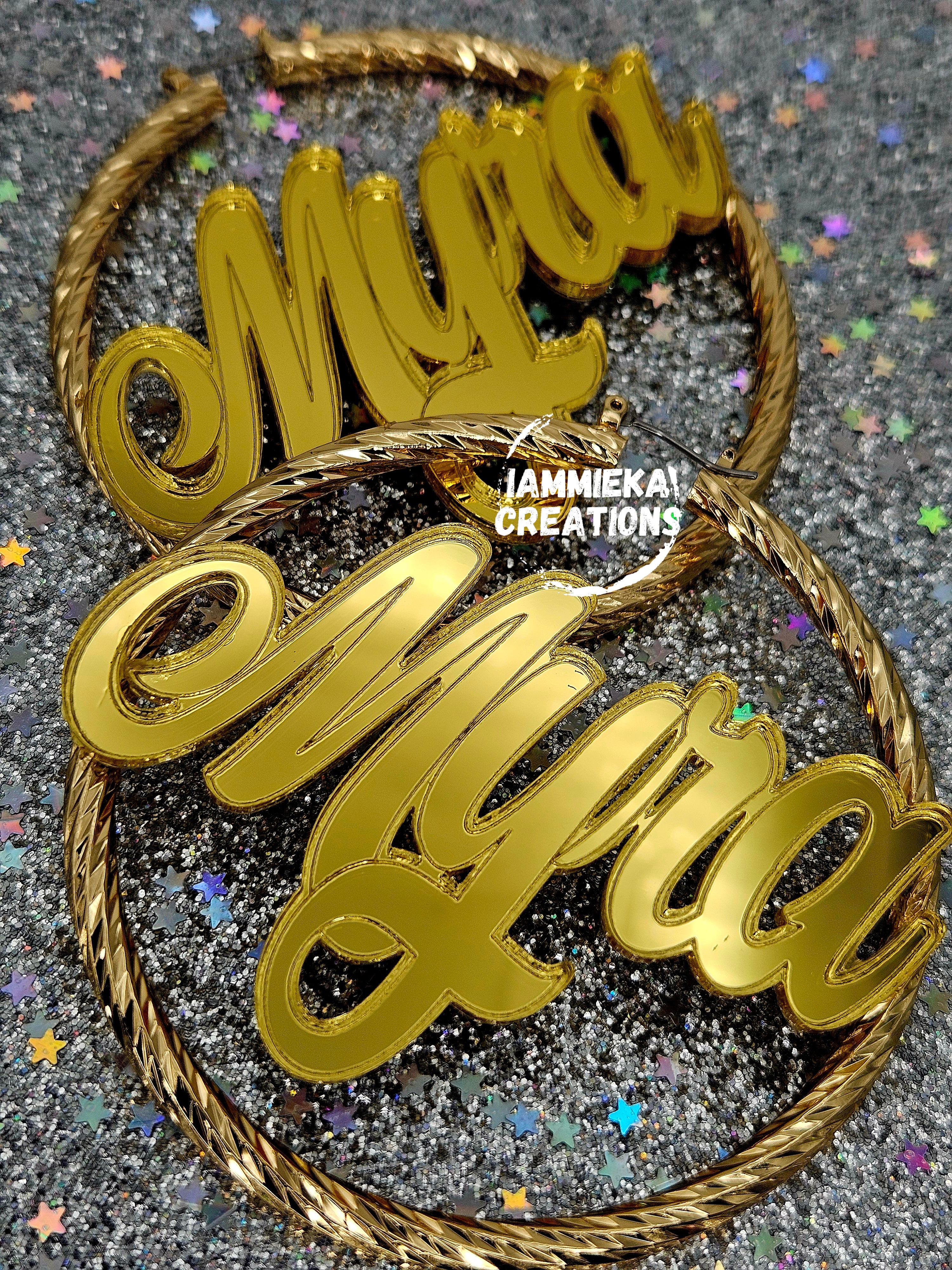 JUST MY NAME PLEASE NAMEPLATE EARRINGS