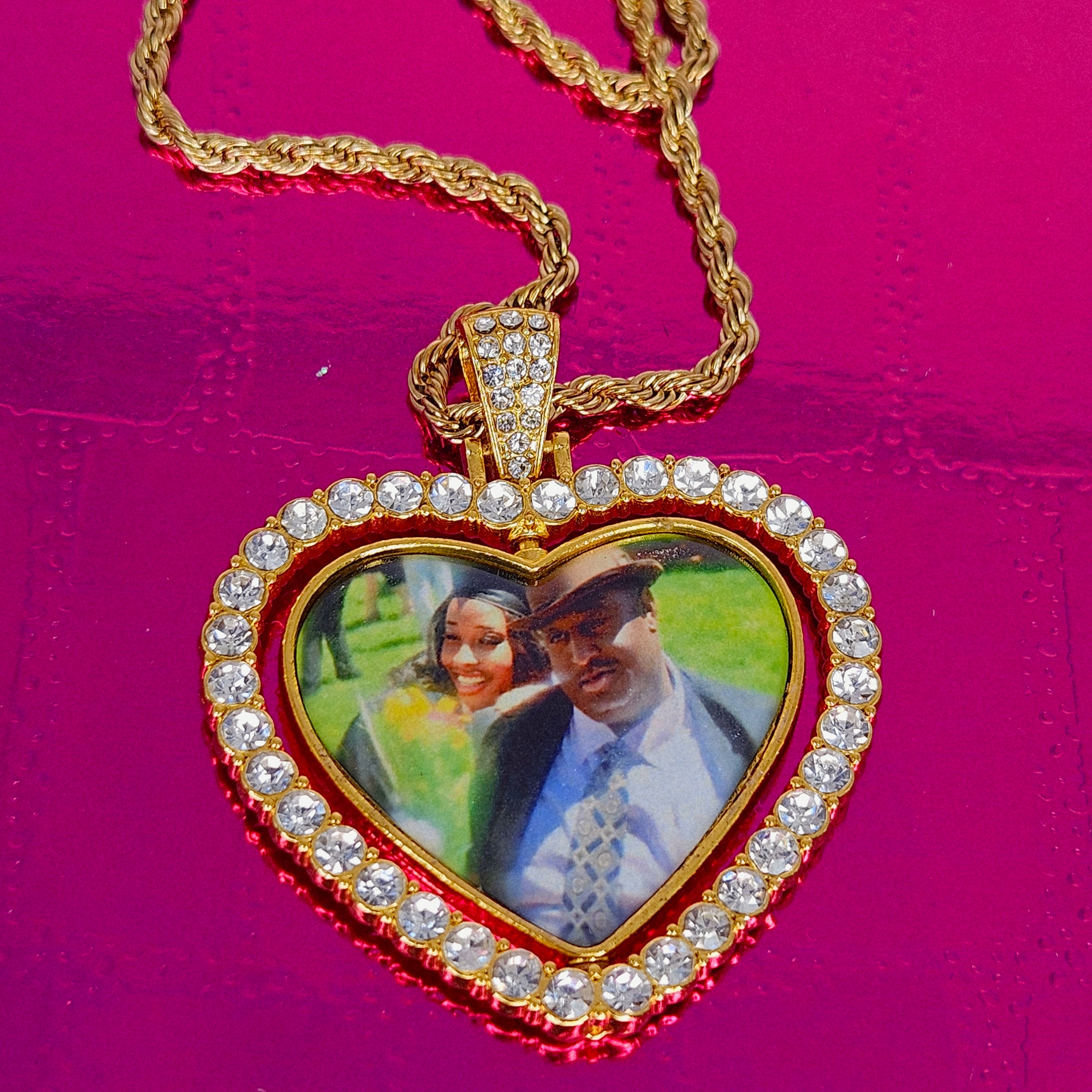 DOUBLE SIDED HEART PHOTO KEEPSAKE PENDANT