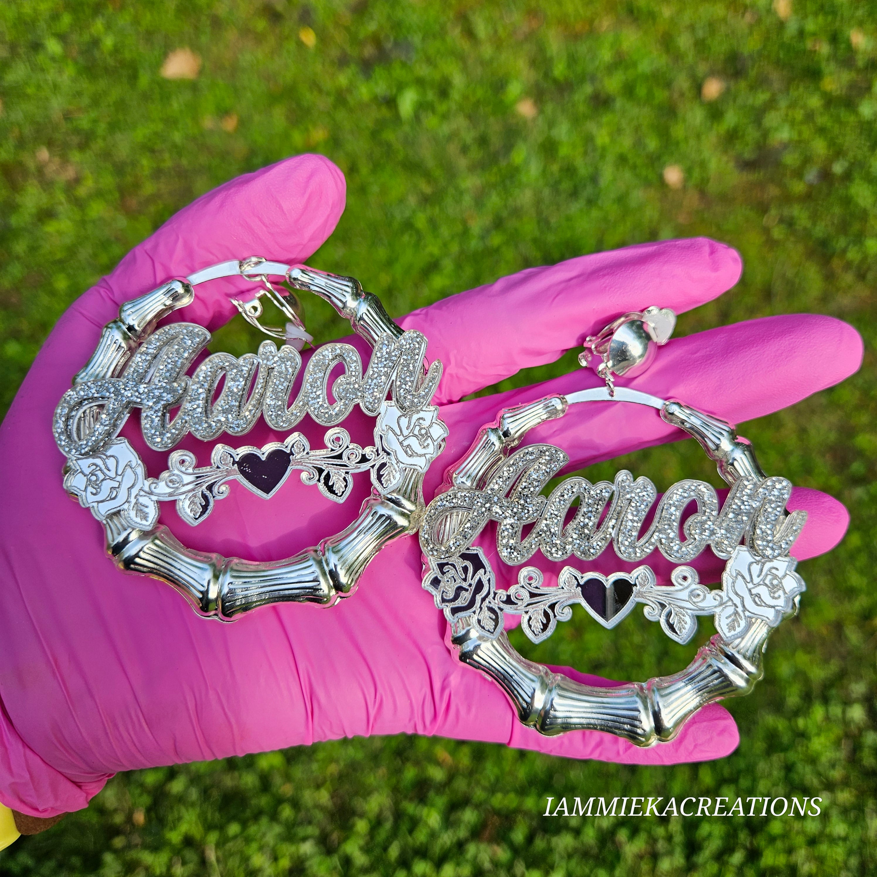 CLIP ON NAMEPLATE EARRINGS