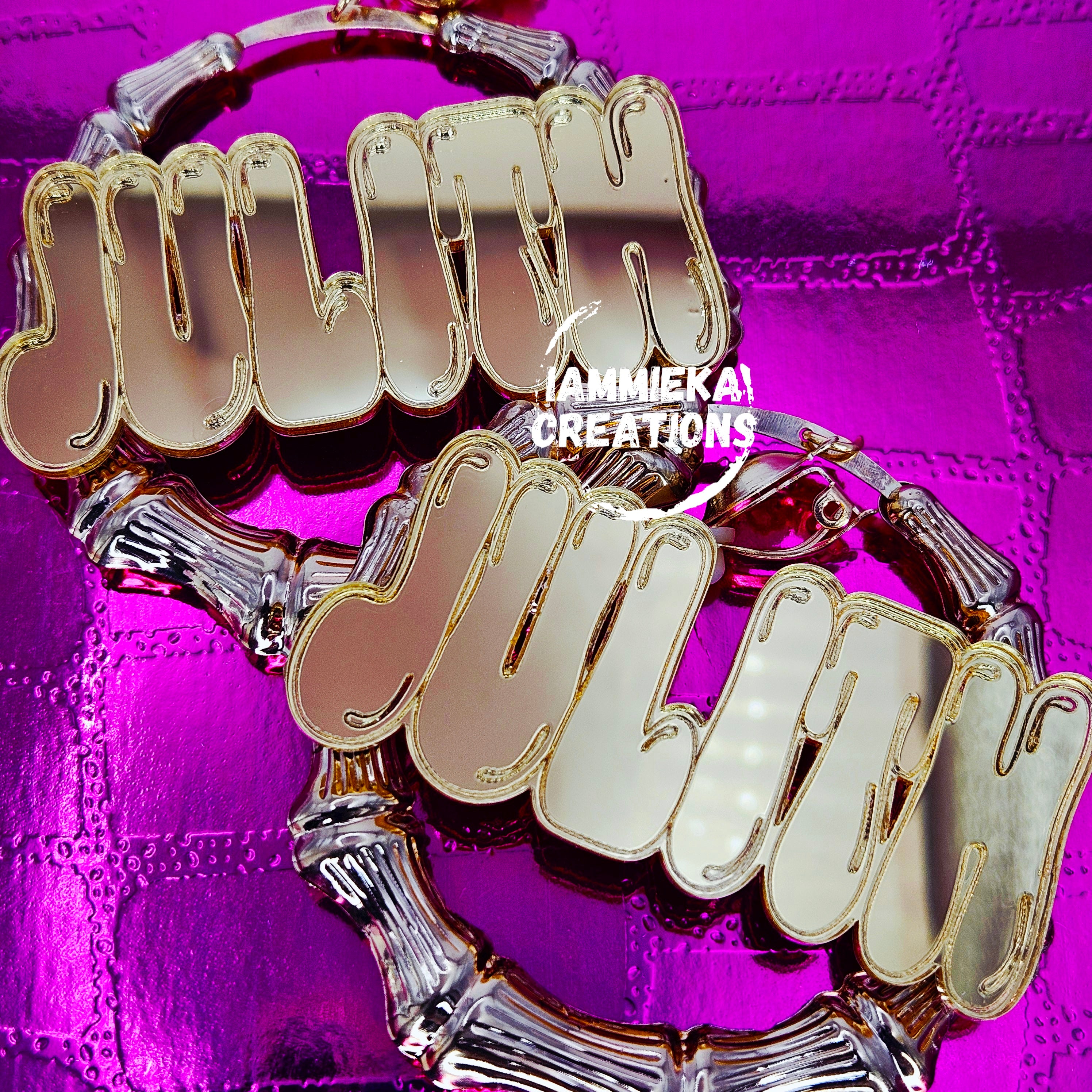 CLIP ON NAMEPLATE EARRINGS