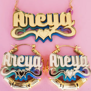 CERENA NAMEPLATE SET - (EARRINGS/NECKLACE)