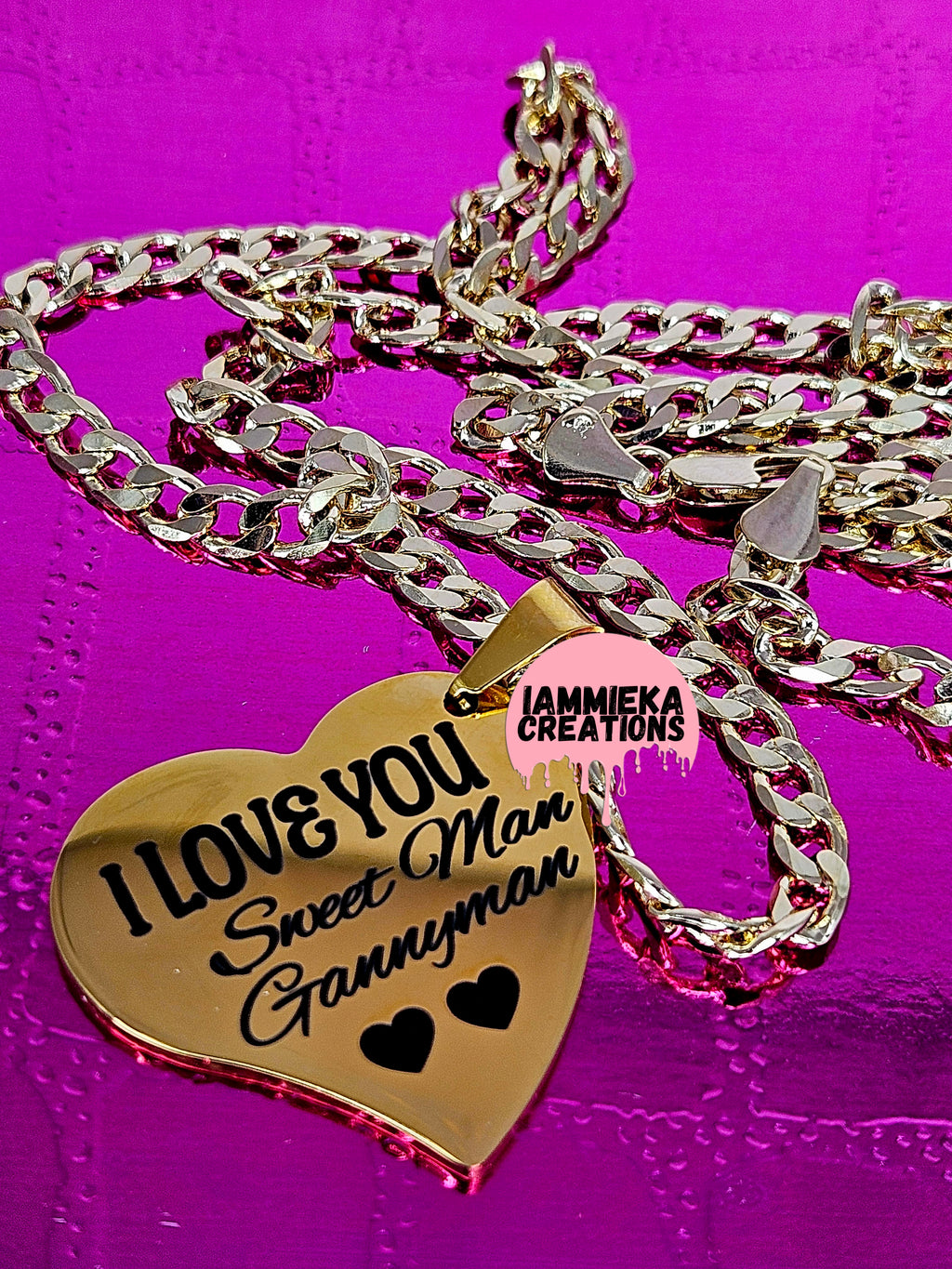 I LOVE YOU STAINLESS STEEL HEART CHAIN