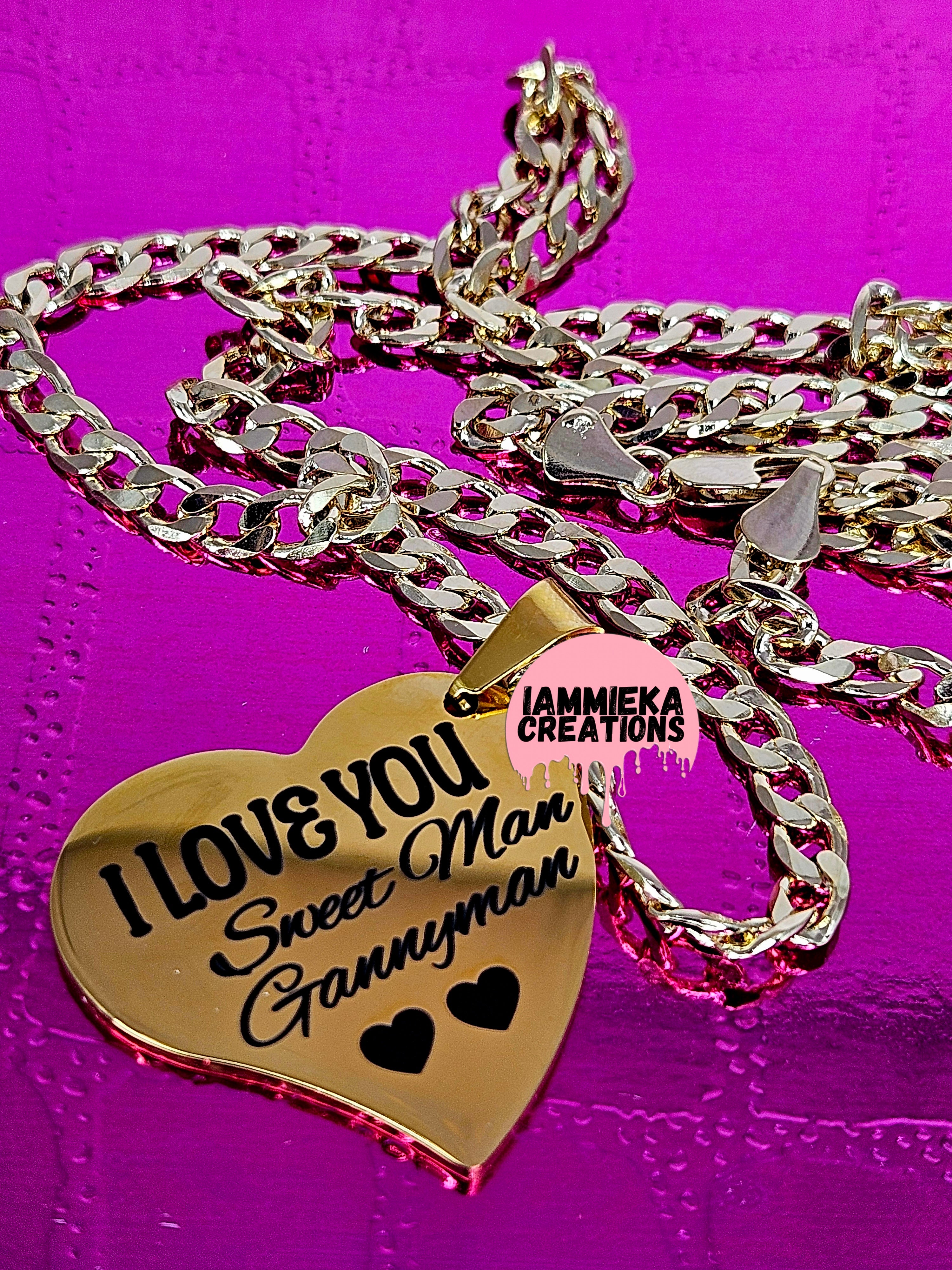 I LOVE YOU STAINLESS STEEL HEART CHAIN