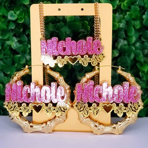 MY FAVORITE NAMEPLATE SET- EARRINGS AND NECKLACE