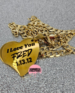 I LOVE YOU STAINLESS STEEL HEART CHAIN