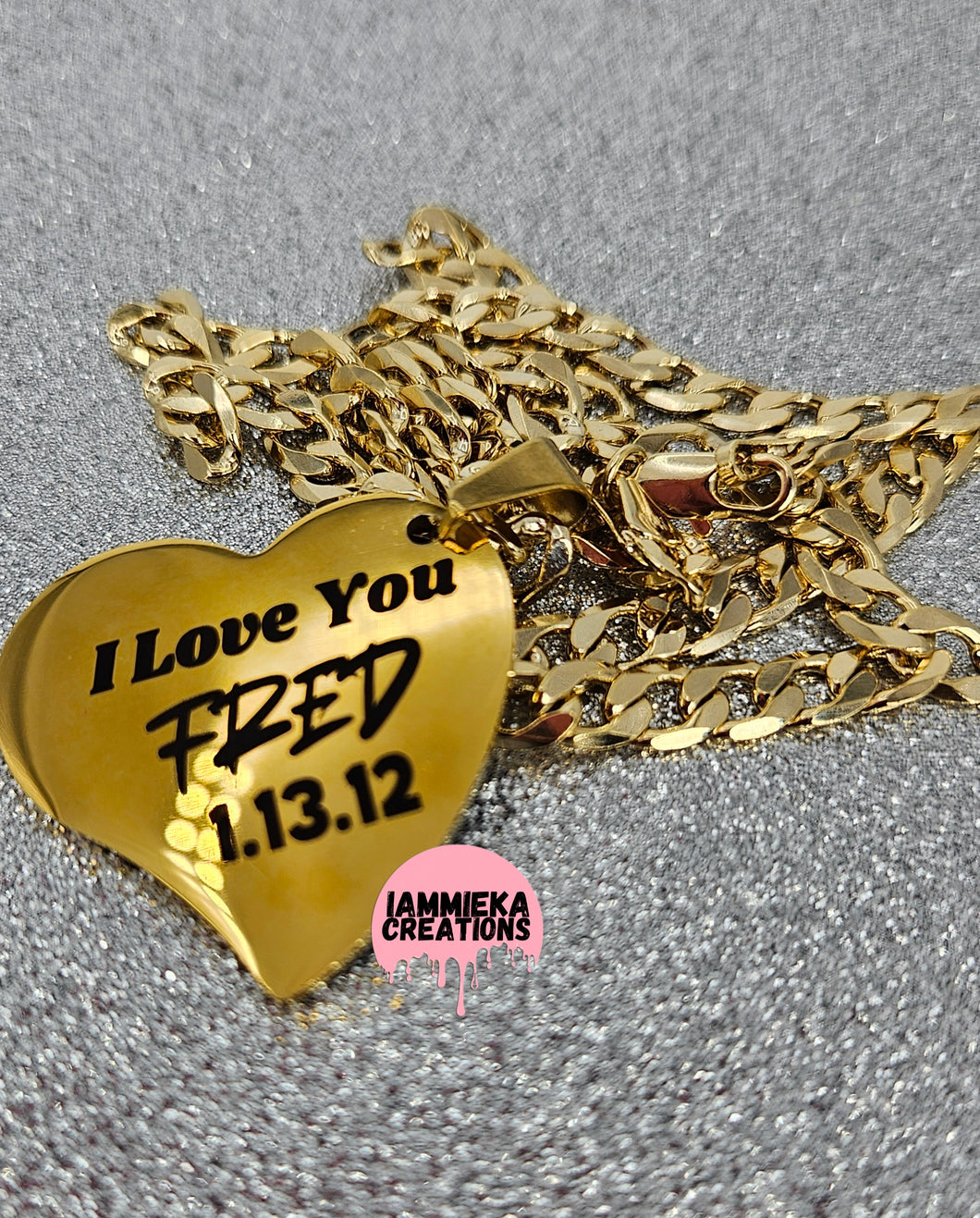 I LOVE YOU STAINLESS STEEL HEART CHAIN
