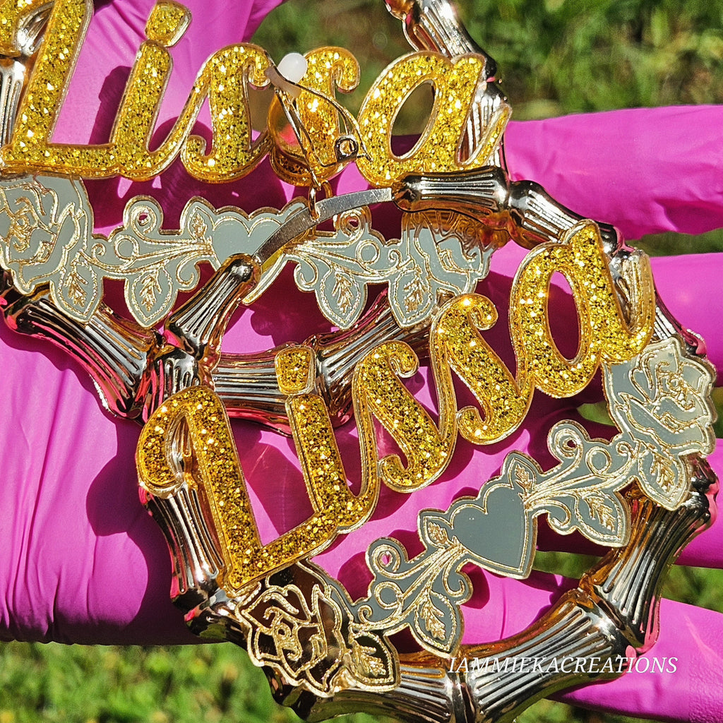 CLIP ON NAMEPLATE EARRINGS