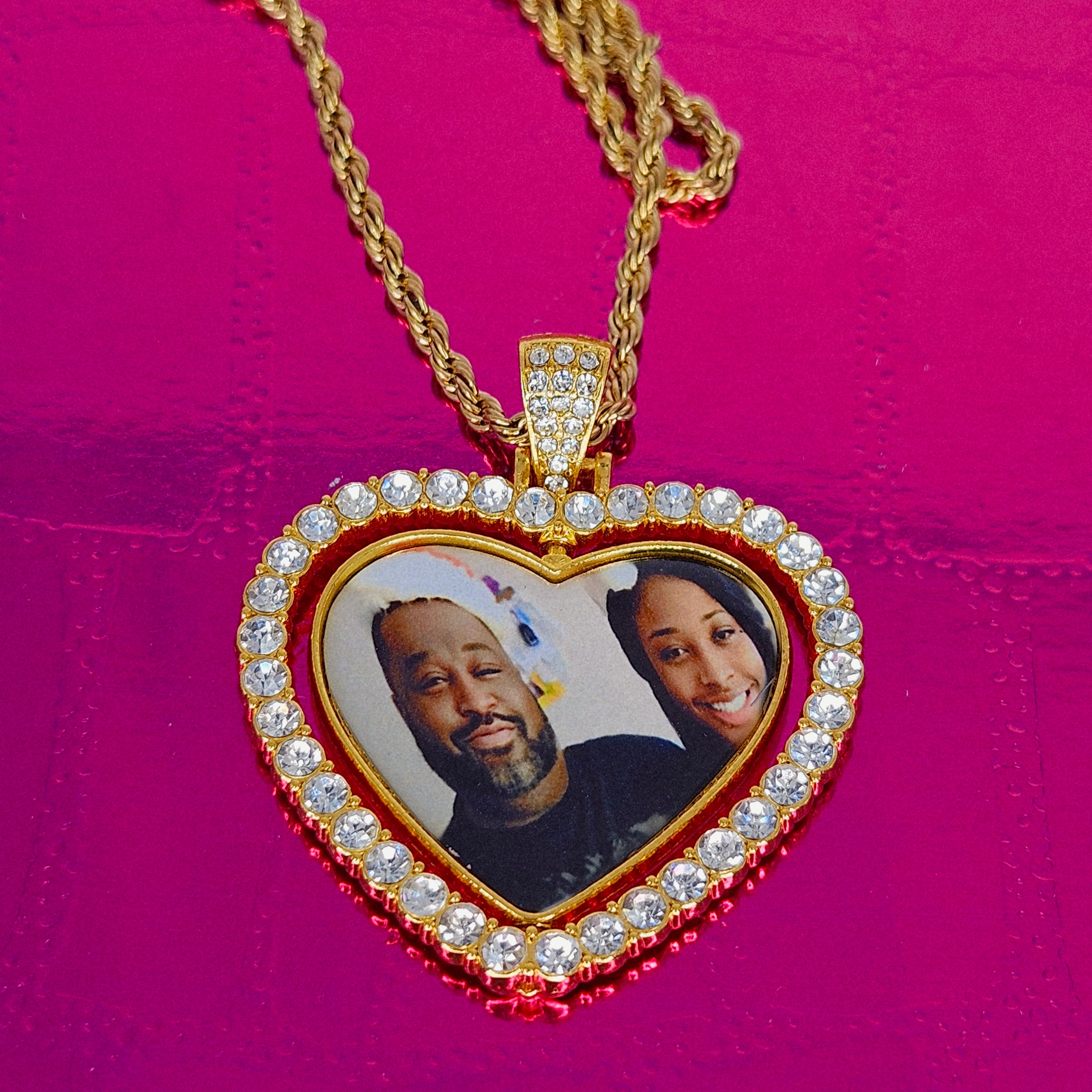 DOUBLE SIDED HEART PHOTO KEEPSAKE PENDANT