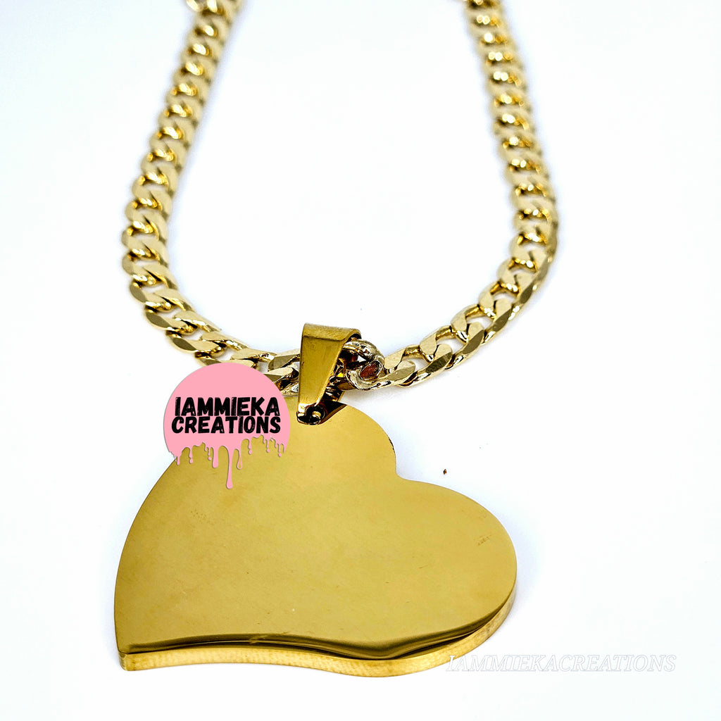 I LOVE YOU STAINLESS STEEL HEART CHAIN