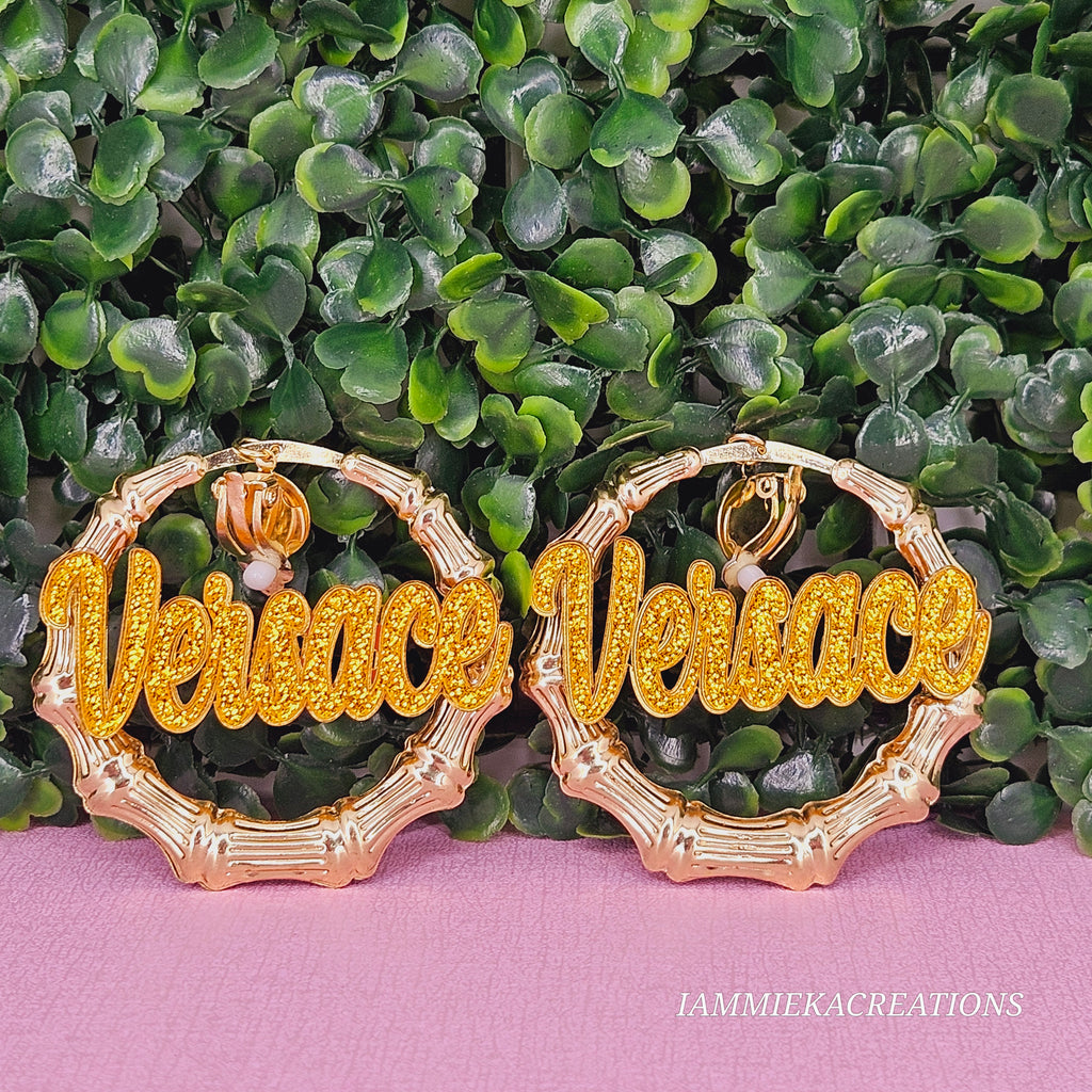 CLIP ON NAMEPLATE EARRINGS