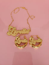 Load image into Gallery viewer, MIRROR ME EARRINGS/NECKLACE NAMEPLATE SET
