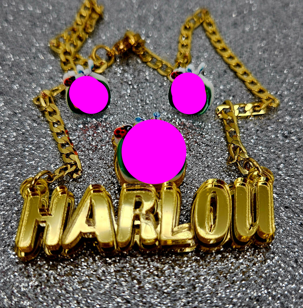 MY FAVORITE CHARACTER NAMEPLATE SET - (EARRINGS/NECKLACE)