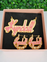 Load image into Gallery viewer, GIRLS HEART NAMEPLATE SET (EARRINGS/NECKLACE)

