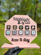 Load image into Gallery viewer, WHITE PAY/FOLLOW SCAN SIGN
