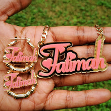 Load image into Gallery viewer, GIRLS HEART NAMEPLATE SET (EARRINGS/NECKLACE)

