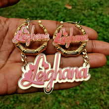 Load image into Gallery viewer, GIRLS HEART NAMEPLATE SET (EARRINGS/NECKLACE)
