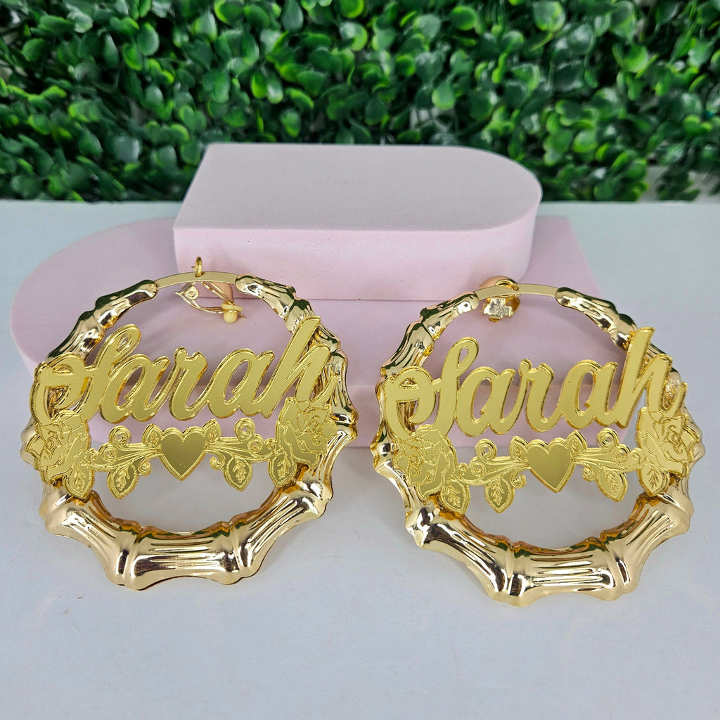 CLIP ON NAMEPLATE EARRINGS