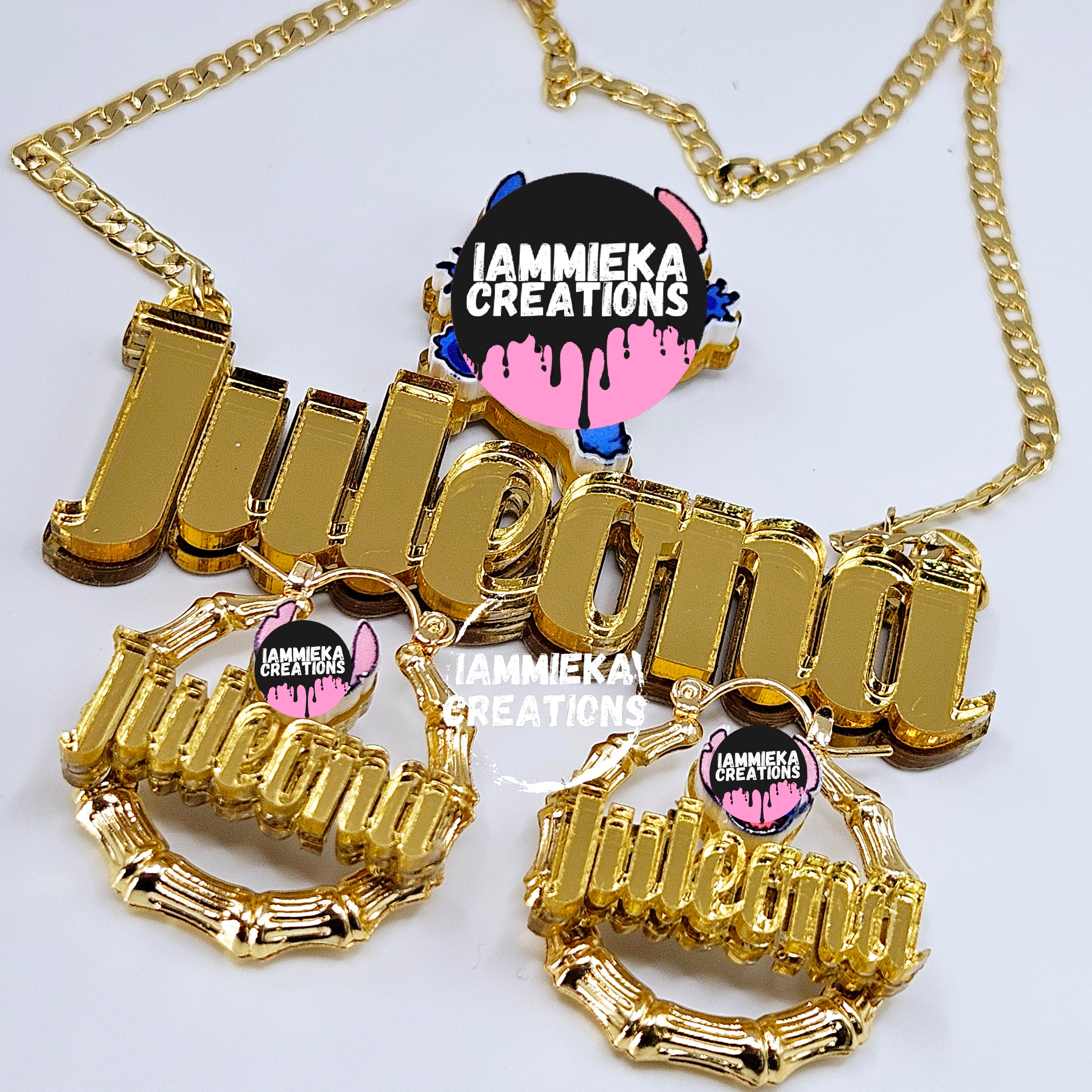 MY FAVORITE CHARACTER NAMEPLATE SET - (EARRINGS/NECKLACE)