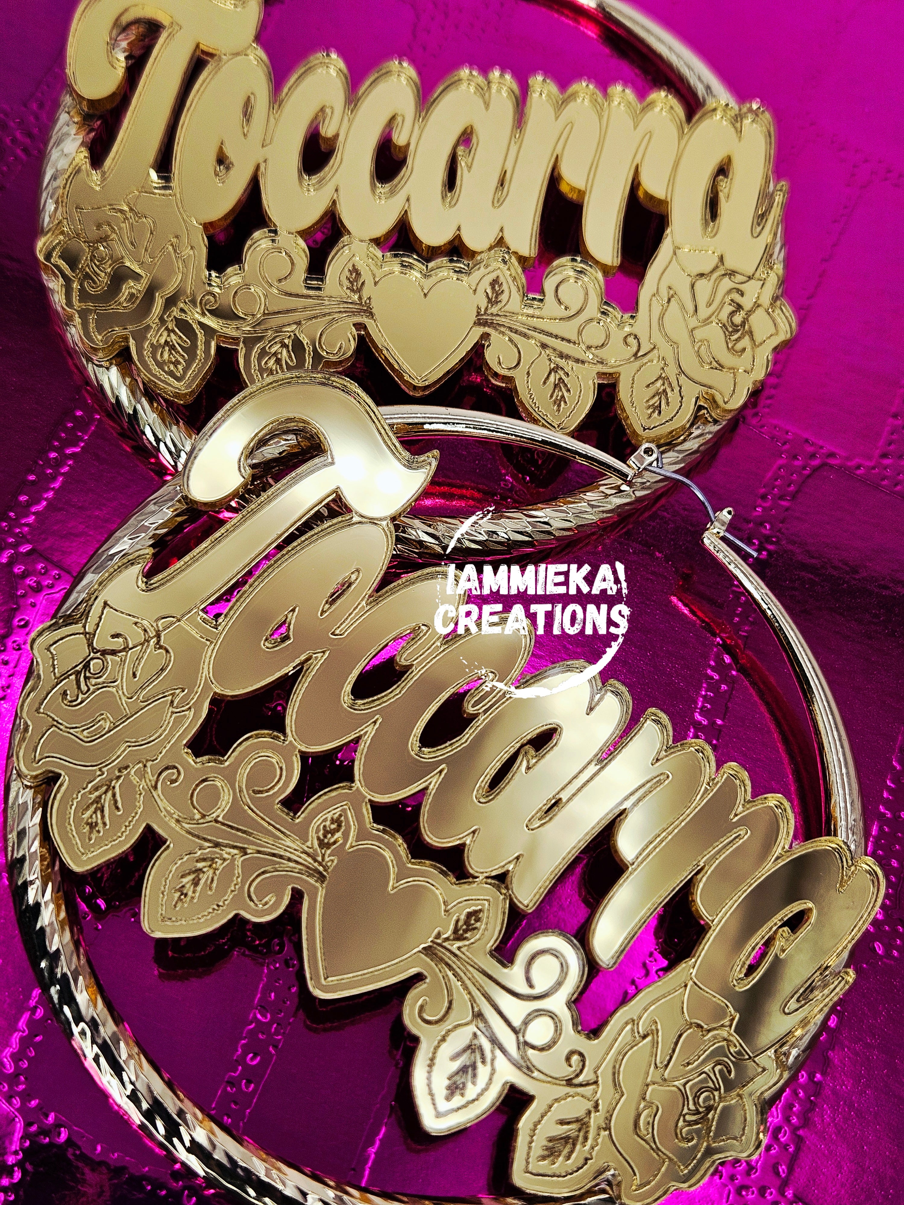 JUST MY NAME PLEASE NAMEPLATE EARRINGS